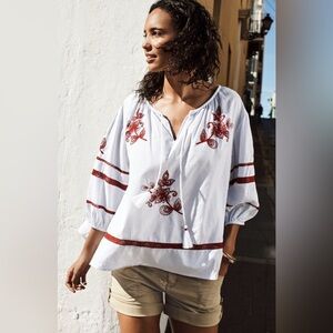 Velvet by Graham & Spencer Tagan Embroidered Lace Boho Blouse Top Small